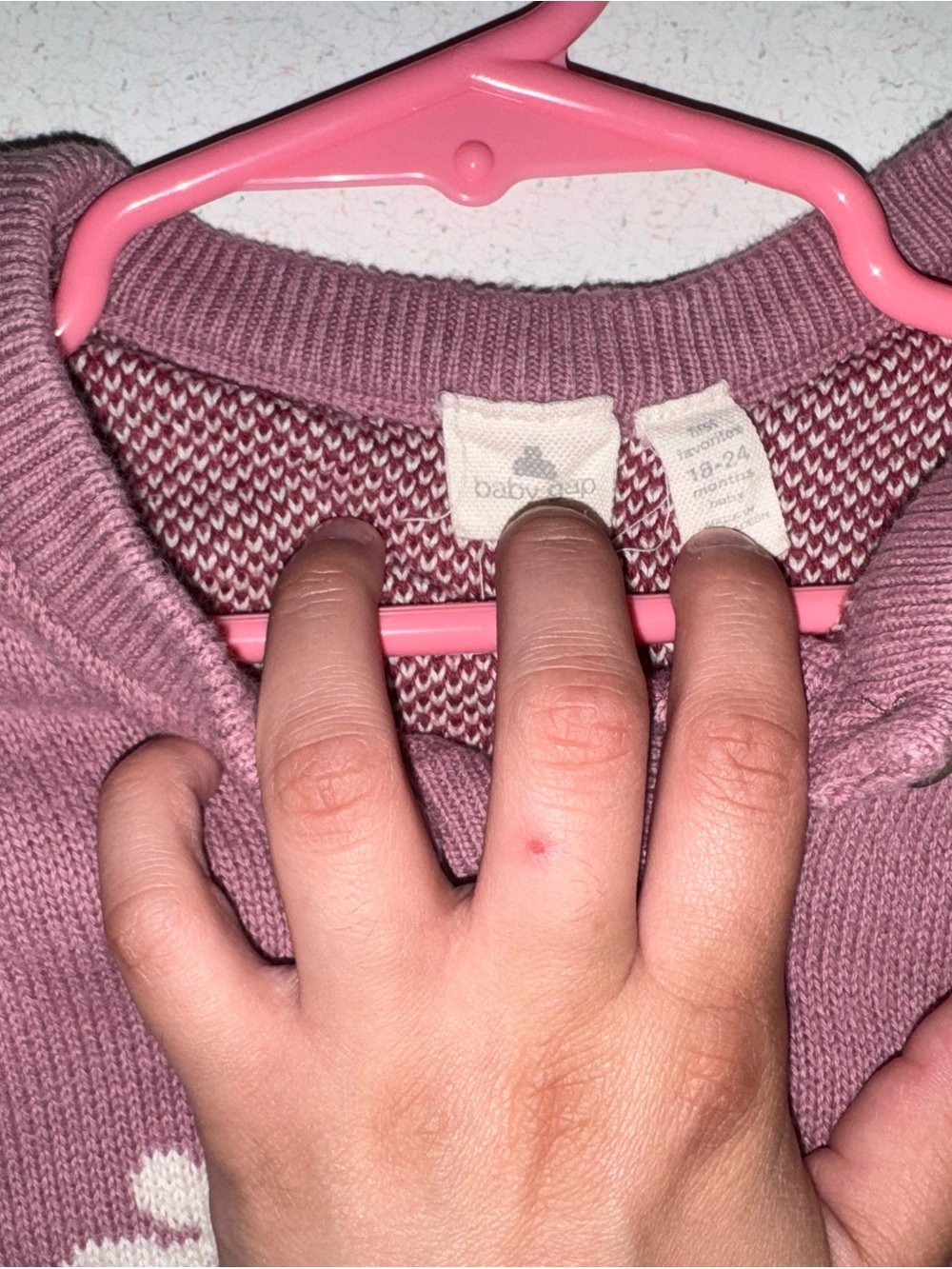 GAP Pink Knit Baby Cardigan with Cream Daisy Detail - Picture 3 of 3
